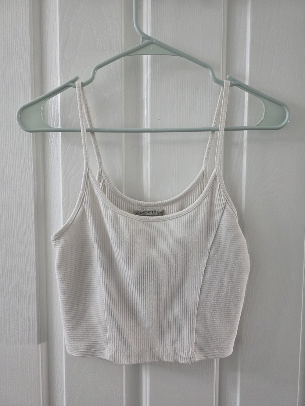 UO White Ribbed Cropped Tank